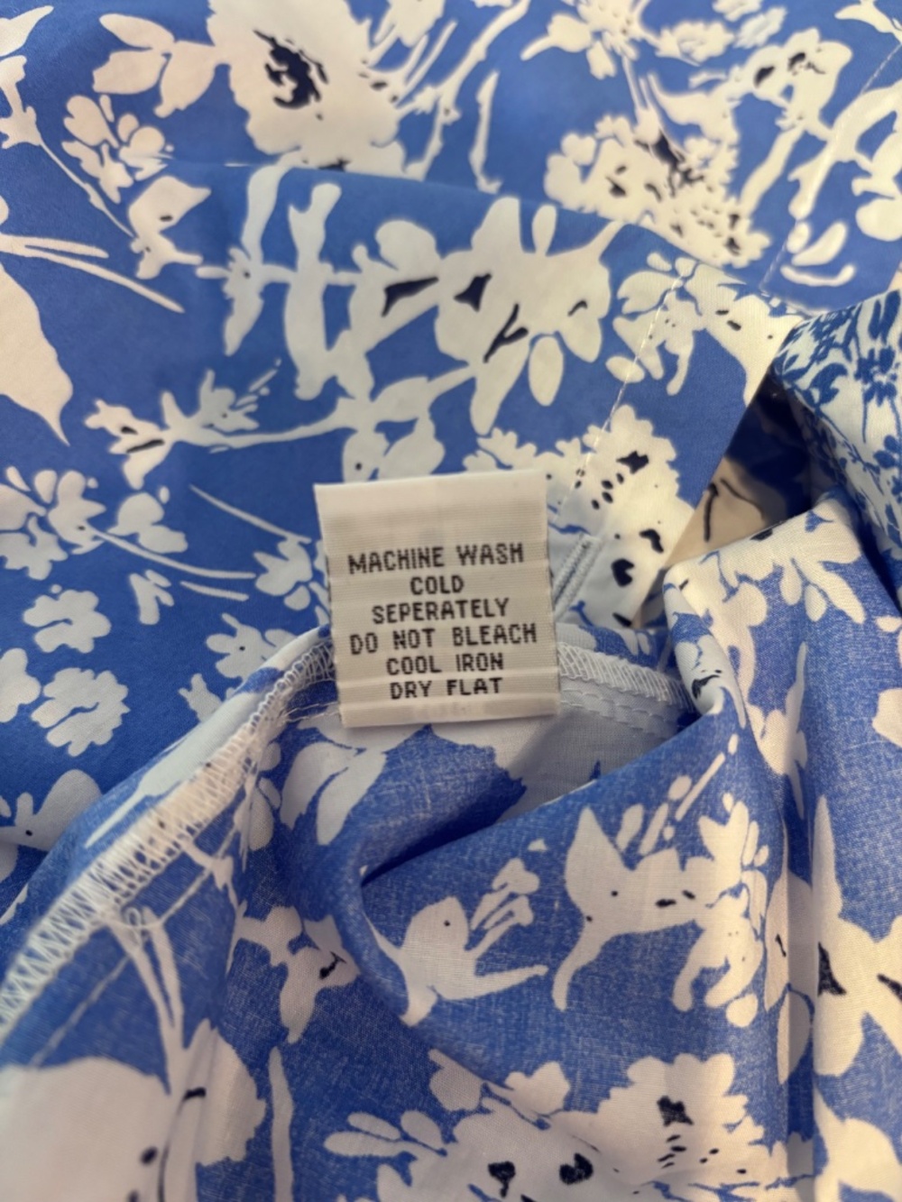 HABITAT Blue White Collared Button Down 3/4 Sleeve Shirt Size M - Picture 9 of 11